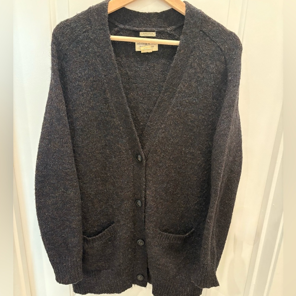 Demin&supply Ralph Lauren Dark Gray Button-Up Cardigan size M